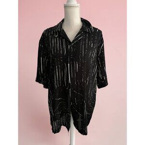 ZARA Women’s Black Cream Patterned Button Down Shirt size XL